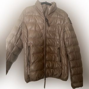 Parajumpers Distressed Leather Puffer Coat size small
